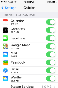 dataverbruik apps ios7