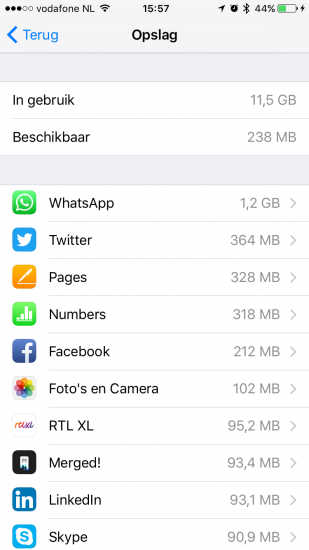 opslagruimte vrijmaken iphone